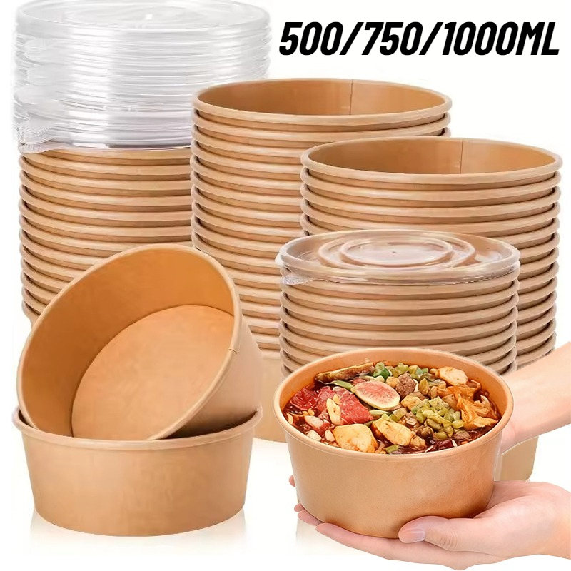 Meal Prep Noodles - 10/20 Buah Mangkuk Bulat Kertas Kraft