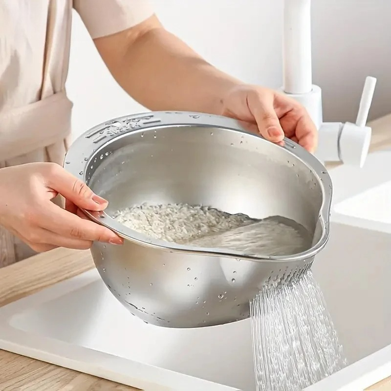 Meal Prep Noodles - Saringan Cuci Beras Stainless Steel Anti