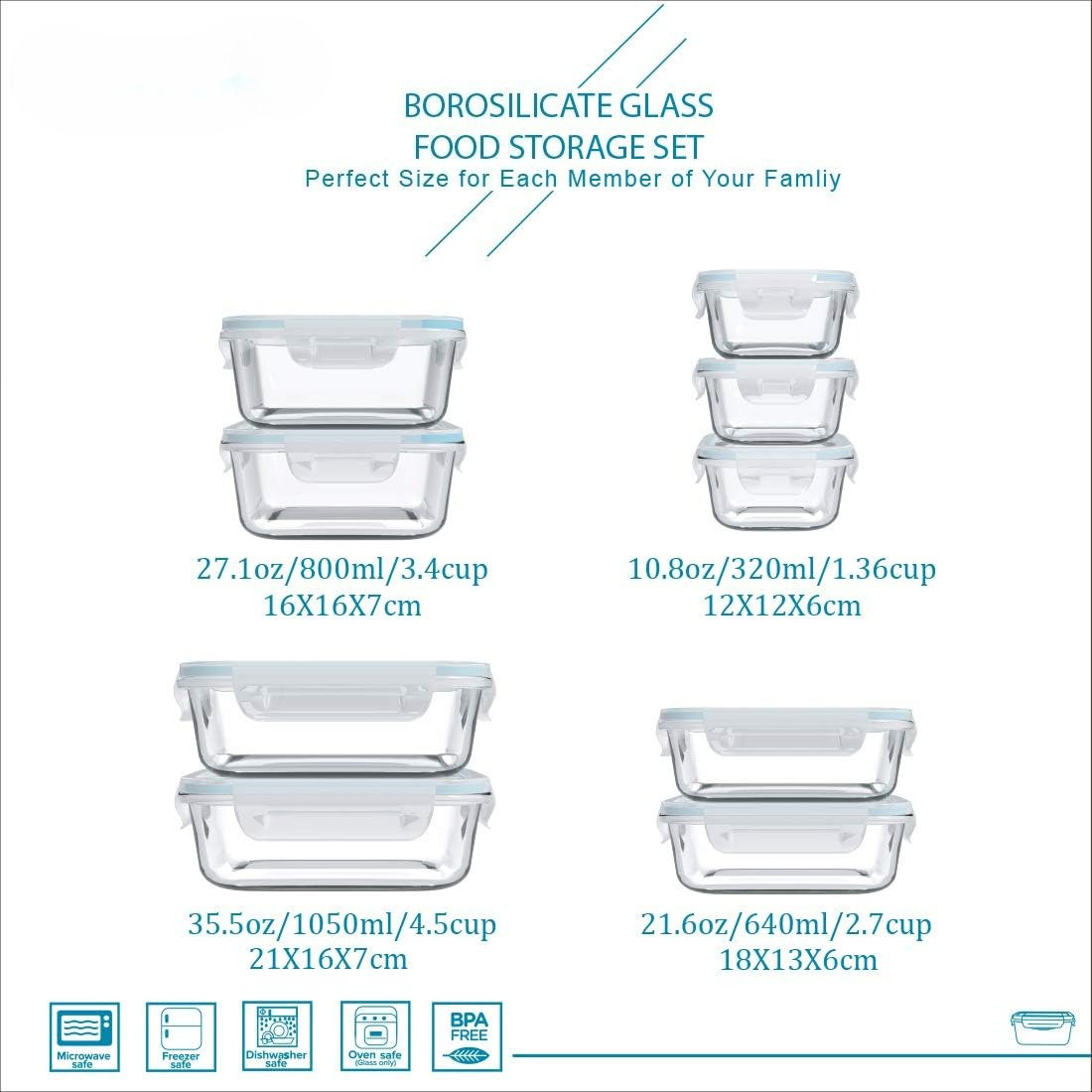 18 Set Wadah Kaca untuk Menyim - Meal Prep Glass Containers ulasan dan harga
