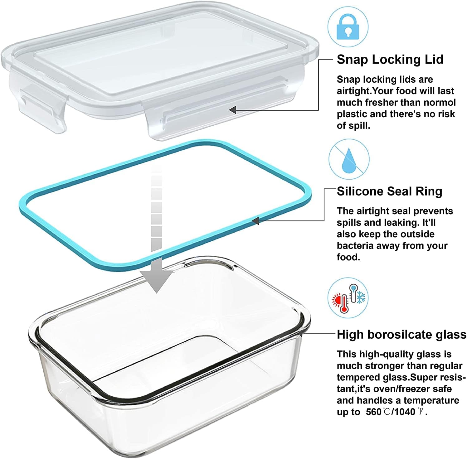 18 Set Wadah Kaca untuk Menyim - Meal Prep Glass Containers ulasan dan harga
