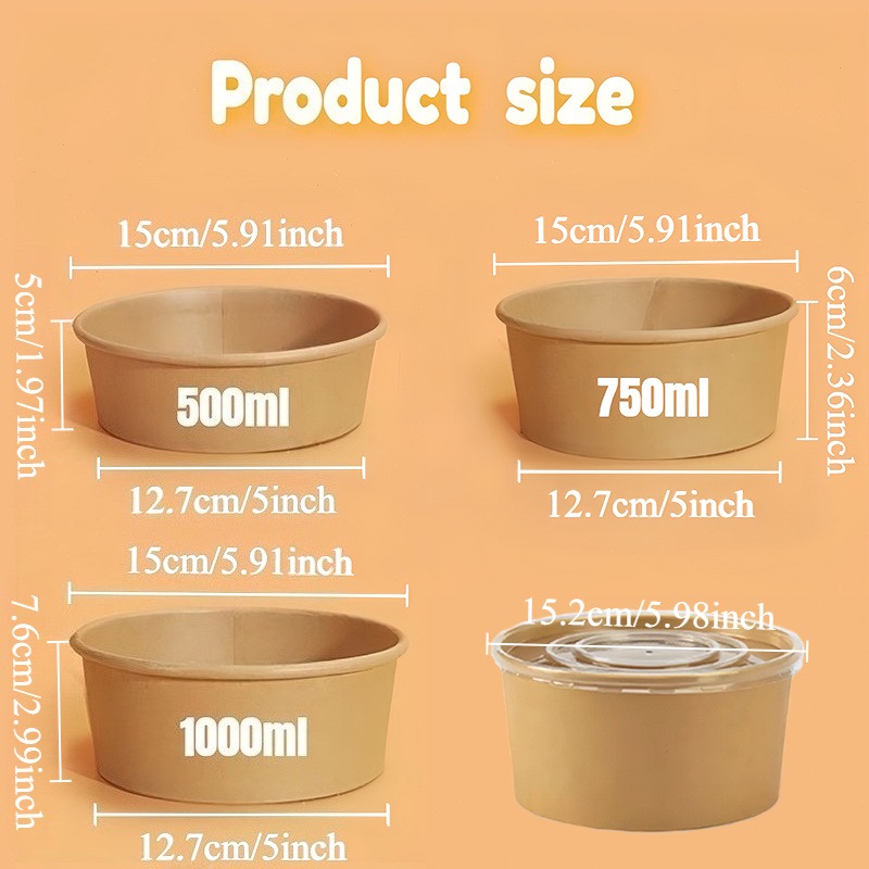 Mangkuk Bulat Kertas Kraft Sek - Meal Prep Noodles ulasan dan harga