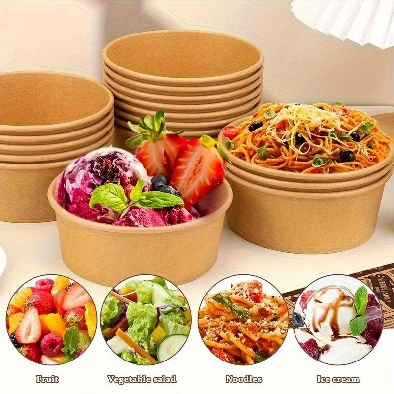 Mangkuk Bulat Kertas Kraft Sek - Meal Prep Noodles ulasan dan harga