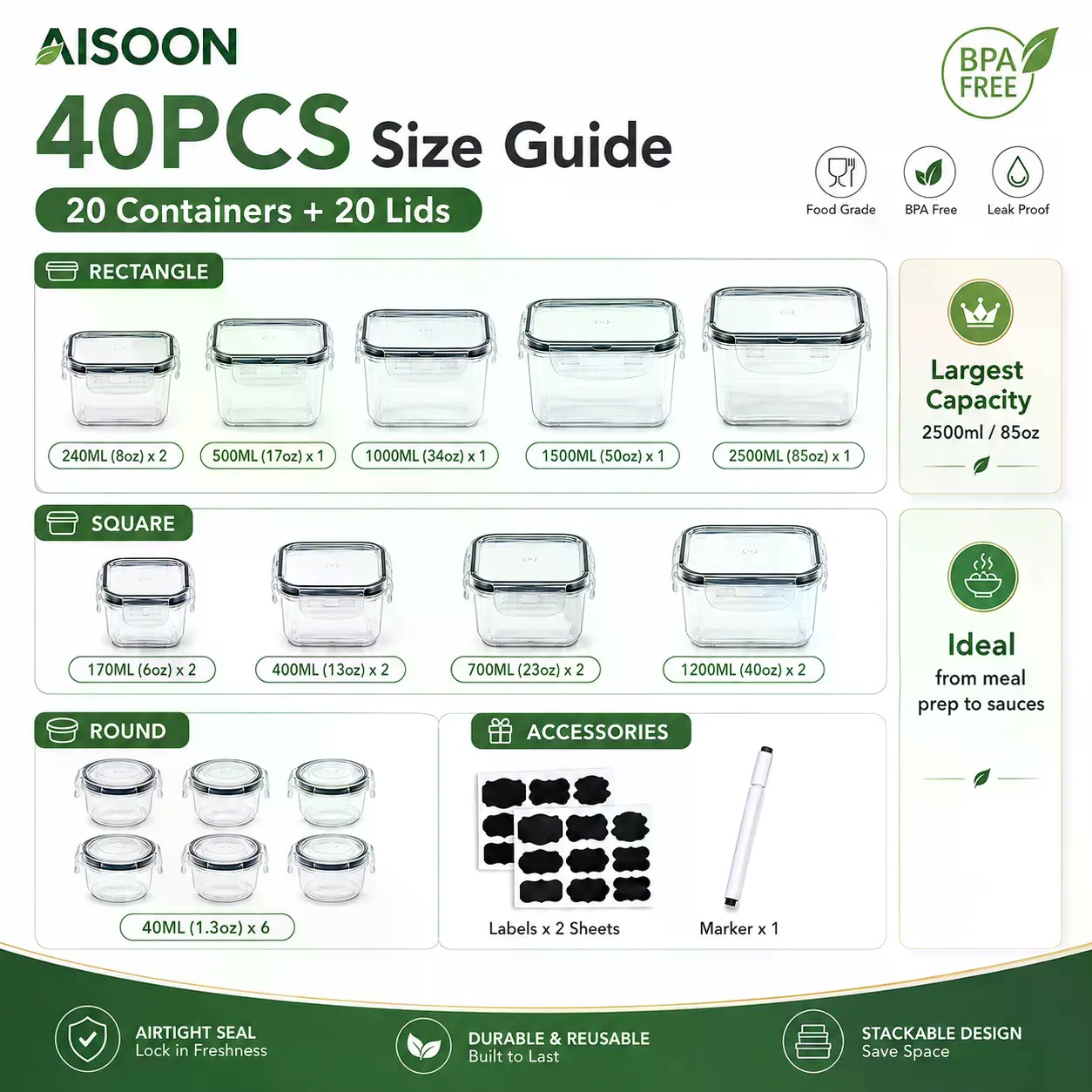 40 PCS Set Wadah Penyimpanan M - Meal Prep Day ulasan dan harga